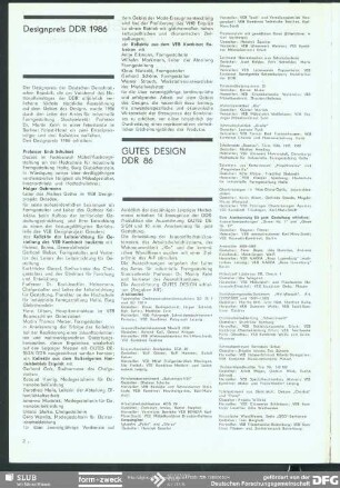 Designpreis DDR 1986 : Designpreis DDR 1986