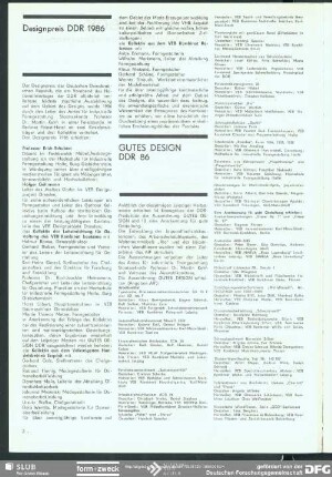Designpreis DDR 1986 : Designpreis DDR 1986