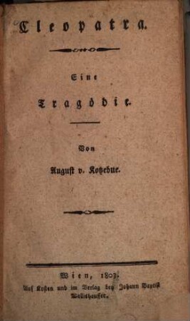 Cleopatra : Eine Tragödie