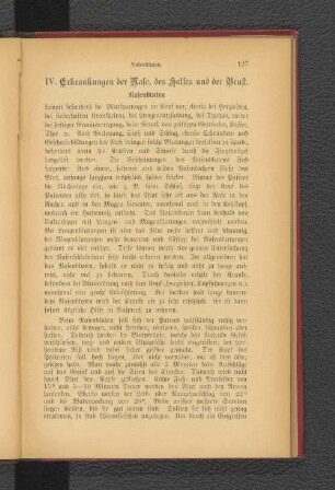 IV. Erkrankungen der Nase, des Halses und der Brust.