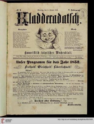 Hefte 1-4, Januar 1852