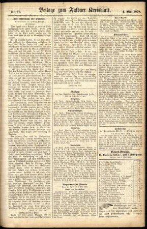 Zweite Ausgabe vom Mittwoch, den 08. Mai 1878.