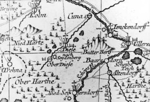 Waldhufen-Diehsa. Oberlausitzkarte, Schenk, 1759
