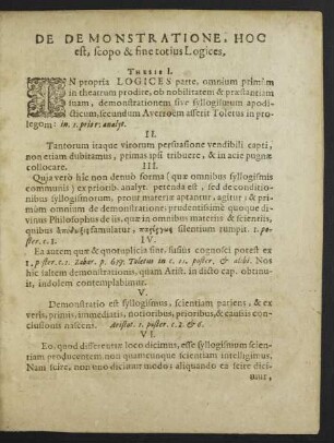 De Demonstratione, Hoc est, scopo & fine totius Logices.