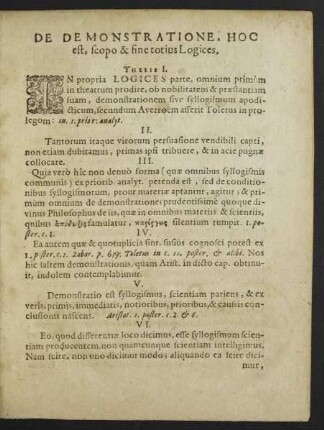 De Demonstratione, Hoc est, scopo & fine totius Logices.
