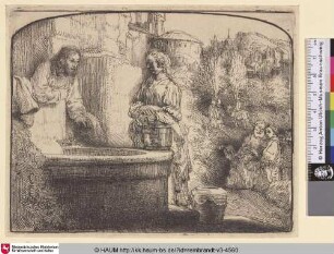 [Christus und die Samariterin; Christ and the Woman of Samaria. An Arched Print; La Samaritaine]