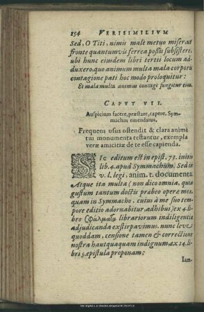 Caput VII. Auspicium facere, praestare, capere. Symmachus emendatus