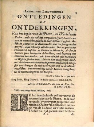 Ontledingen en Ontdekkingen van het begin der Planten in de zaden van Boomen