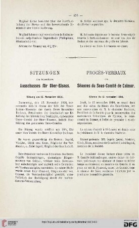 Sitzungen des besonderen Ausschusses für Ober-Elsass / Procès-Verbaux des Séances du Sous-Comité de Colmar