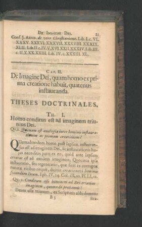 Cap. II. De Imagine Dei, quam homo ex prima creatione habuit, quatenus instruanda,