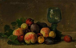 Stillleben mit Obst und Weinglas