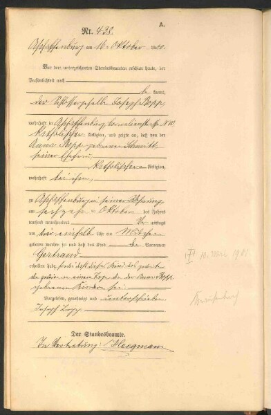 Standesamtsbuch der Stadt Aschaffenburg: Geburten 365/1900 - 184/1901
