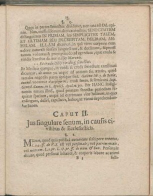 Caput II. Jus singulare senum, in causis civilibus & Ecclesiasticis.