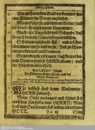 Der LXXXIV. Psalm