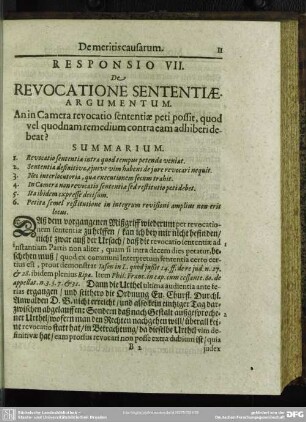 Responsio VII. De Revocatione Sententiae