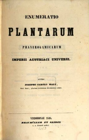 Enumeratio plantarum phanerogamicarum imperii Austriaci universi