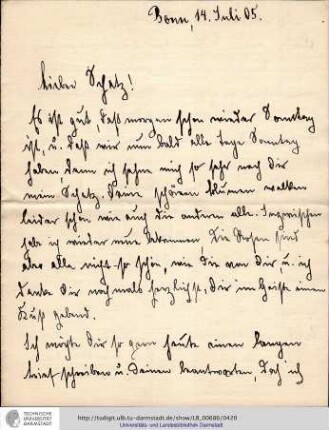 Brief vom 14.07.1905