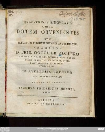 Qvaestiones Singvlares Circa Dotem Obvenientes