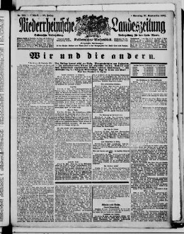 Niederrheinische Landeszeitung : Geldernsche Volkszeitung : Geldern'sches Wochenblatt : Volkszeitung für den Kreis Moers : erfolgreichstes Insertionsorgan in den Kreisen Geldern und Moers sowie in den Grenzbezirken der Kreise Cleve und Kempen