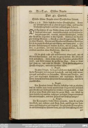Das 40. Capitel. Etliche schöne Regeln eines Christlichen Lebens.
