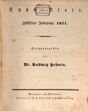 Morgenblatt für gebildete Stände. Kunst-Blatt, 1831