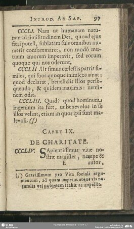 Caput IX. De Charitate