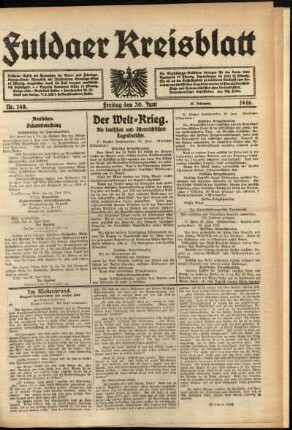 Ausgabe vom Freitag, den 30. Juni 1916.