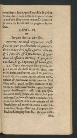Caput VI. De Inventione causae.