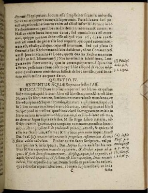 Quaestio IV. An Dentur Aquae Supra caelestes? ...