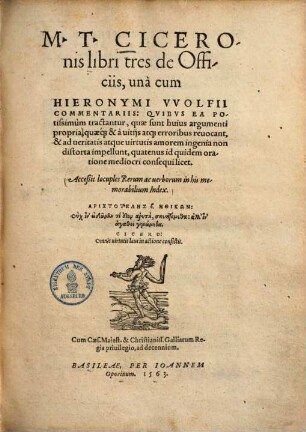 M. T. Ciceronis libri tres de officiis : accessit ... index