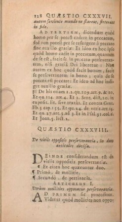 Quaestio CXXXVIII. De vitiis oppositis perseverantiae, in duos articulos divisa.