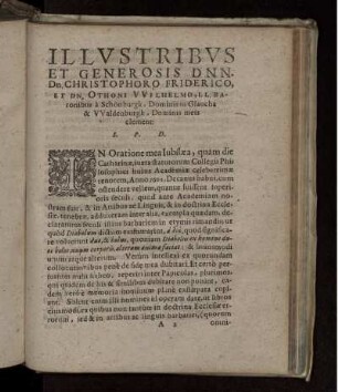 Il Ilvstribvs et Generosis dnn. Dn. Christophoro Friderico