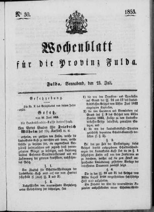 Nr. 30, Ausgabe vom 23. Juli 1853