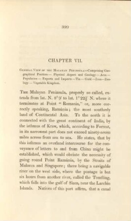 Chapter VII. General view of the Malayan peninsula. - ...