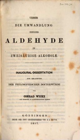 Über die Umwandlung einiger Aldehyde in zweisäurige Alkohole