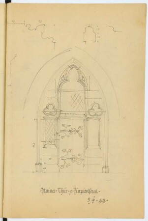 Zisterzienserkloster, Haina: Ansicht, Details Tür zum Kapitelsaal (aus: Skizzen- und Fotoalbum 2)