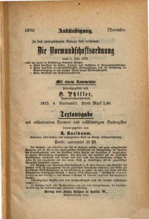Entscheidungen des Bundesamtes für das Heimatwesen. 6. 1875 (1876), 15. März - 1. Nov.