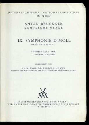 9: IX. Symphonie d-Moll : Originalfassung