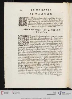 L'Inventione, et l'Uso de I Teatri