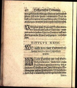 Titvlvs XXIII. WO nicht von einer Endtvrtheil / sonder Interlocutorij appelliert würde.