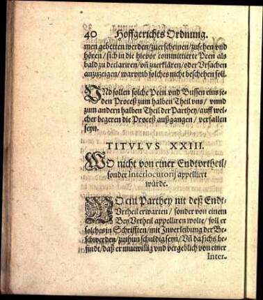 Titvlvs XXIII. WO nicht von einer Endtvrtheil / sonder Interlocutorij appelliert würde.