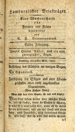 Achter, sonst ein und zwanzigster, Bogen