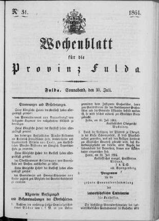 Nr. 31, Ausgabe vom 30. Juli 1864