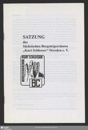 Satzung des Sächsischen Bergsteigerchores "Kurt Schlosser" Dresden e. V.
