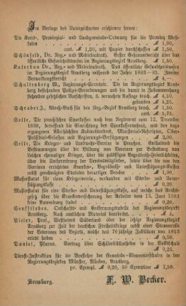 Im Verlage des Unterzeichneten erschienen ferner: