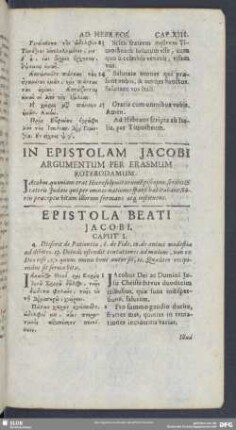 In Epistolam Jacobi Argumentum Per Erasmum Roterodamum
