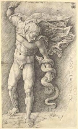 Faun, eine Schlange würgend