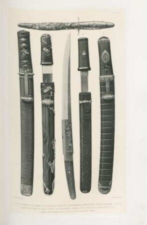 Petit poignard de dame à fourreaux d'argent, poignards a montures d'or et d'argent ciselé; Lame decoré d'une figure ... (Armes anciennes de la collection de M. Louis Gonse)