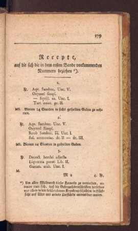 Recepte, auf die sich die in dem ersten Bande vorkommende Nummern beziehen