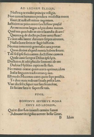 Dominus Severus Monachus Ad Leonem.